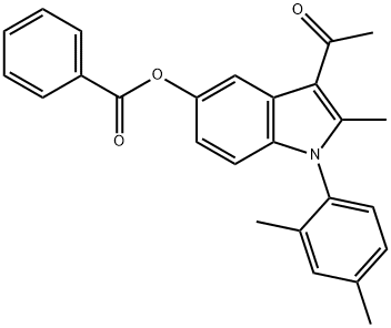 3-acetyl-1-(2,4-dimethylphenyl)-2-methyl-1H-indol-5-yl benzoate Struktur