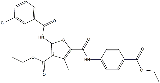 312586-27-9 ethyl 2-[(3-chlorobenzoyl)amino]-5-{[4-(ethoxycarbonyl)anilino]carbonyl}-4-methyl-3-thiophenecarboxylate
