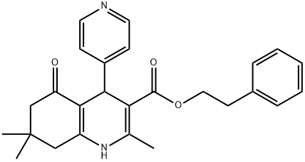 2-phenylethyl 2,7,7-trimethyl-5-oxo-4-(4-pyridinyl)-1,4,5,6,7,8-hexahydro-3-quinolinecarboxylate Struktur