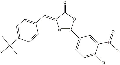 4-(4-tert-butylbenzylidene)-2-{4-chloro-3-nitrophenyl}-1,3-oxazol-5(4H)-one Struktur
