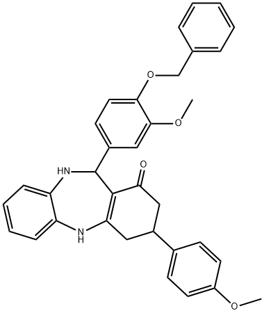 11-[4-(benzyloxy)-3-methoxyphenyl]-3-(4-methoxyphenyl)-2,3,4,5,10,11-hexahydro-1H-dibenzo[b,e][1,4]diazepin-1-one,312622-70-1,结构式