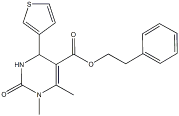 2-phenylethyl 1,6-dimethyl-2-oxo-4-(3-thienyl)-1,2,3,4-tetrahydro-5-pyrimidinecarboxylate Structure