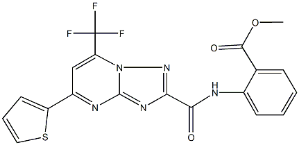 methyl 2-({[5-(2-thienyl)-7-(trifluoromethyl)[1,2,4]triazolo[1,5-a]pyrimidin-2-yl]carbonyl}amino)benzoate Struktur