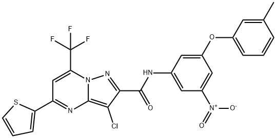 3-chloro-N-[3-nitro-5-(3-methylphenoxy)phenyl]-5-(2-thienyl)-7-(trifluoromethyl)pyrazolo[1,5-a]pyrimidine-2-carboxamide Structure