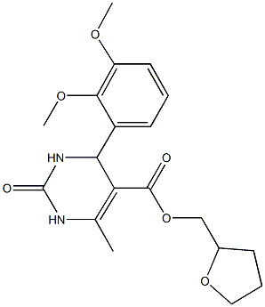 tetrahydro-2-furanylmethyl 4-(2,3-dimethoxyphenyl)-6-methyl-2-oxo-1,2,3,4-tetrahydro-5-pyrimidinecarboxylate Struktur