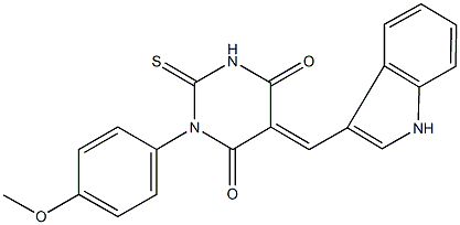 5-(1H-indol-3-ylmethylene)-1-(4-methoxyphenyl)-2-thioxodihydro-4,6(1H,5H)-pyrimidinedione Structure