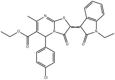 312937-48-7 ethyl 5-(4-chlorophenyl)-2-(1-ethyl-2-oxo-1,2-dihydro-3H-indol-3-ylidene)-7-methyl-3-oxo-2,3-dihydro-5H-[1,3]thiazolo[3,2-a]pyrimidine-6-carboxylate