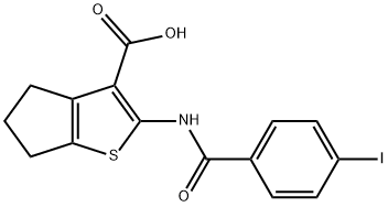 2-[(4-iodobenzoyl)amino]-5,6-dihydro-4H-cyclopenta[b]thiophene-3-carboxylic acid 化学構造式