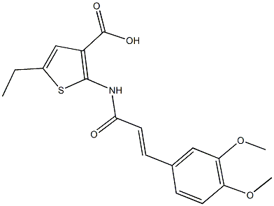 2-{[3-(3,4-dimethoxyphenyl)acryloyl]amino}-5-ethyl-3-thiophenecarboxylic acid Struktur
