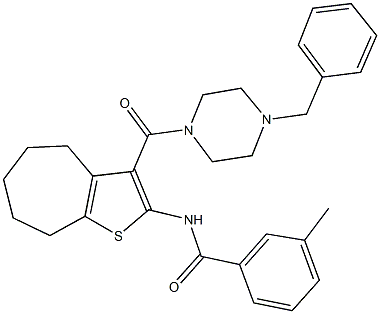 312949-59-0 N-{3-[(4-benzyl-1-piperazinyl)carbonyl]-5,6,7,8-tetrahydro-4H-cyclohepta[b]thien-2-yl}-3-methylbenzamide