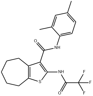 N-(2,4-dimethylphenyl)-2-[(trifluoroacetyl)amino]-5,6,7,8-tetrahydro-4H-cyclohepta[b]thiophene-3-carboxamide,312949-91-0,结构式