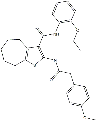 N-(2-ethoxyphenyl)-2-{[(4-methoxyphenyl)acetyl]amino}-5,6,7,8-tetrahydro-4H-cyclohepta[b]thiophene-3-carboxamide,312950-38-2,结构式