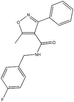 N-(4-fluorobenzyl)-5-methyl-3-phenyl-4-isoxazolecarboxamide,313069-09-9,结构式