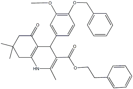 2-phenylethyl 4-[4-(benzyloxy)-3-methoxyphenyl]-2,7,7-trimethyl-5-oxo-1,4,5,6,7,8-hexahydro-3-quinolinecarboxylate Structure