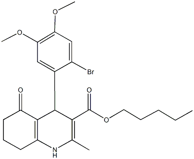 pentyl 4-(2-bromo-4,5-dimethoxyphenyl)-2-methyl-5-oxo-1,4,5,6,7,8-hexahydro-3-quinolinecarboxylate Structure