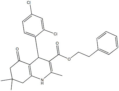 2-phenylethyl 4-(2,4-dichlorophenyl)-2,7,7-trimethyl-5-oxo-1,4,5,6,7,8-hexahydro-3-quinolinecarboxylate Struktur