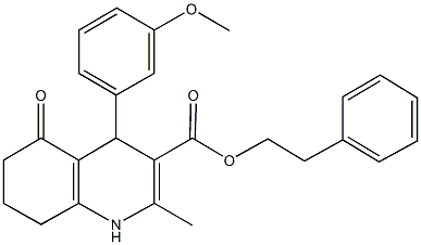 2-phenylethyl 4-(3-methoxyphenyl)-2-methyl-5-oxo-1,4,5,6,7,8-hexahydro-3-quinolinecarboxylate Structure