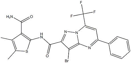 N-[3-(aminocarbonyl)-4,5-dimethyl-2-thienyl]-3-bromo-5-phenyl-7-(trifluoromethyl)pyrazolo[1,5-a]pyrimidine-2-carboxamide Structure