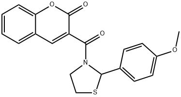 3-{[2-(4-methoxyphenyl)-1,3-thiazolidin-3-yl]carbonyl}-2H-chromen-2-one Struktur