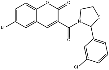 6-bromo-3-{[2-(3-chlorophenyl)-1,3-thiazolidin-3-yl]carbonyl}-2H-chromen-2-one|