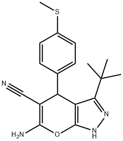 6-amino-3-(tert-butyl)-4-[4-(methylsulfanyl)phenyl]-1,4-dihydropyrano[2,3-c]pyrazole-5-carbonitrile Structure