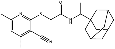N-[1-(1-adamantyl)ethyl]-2-[(3-cyano-4,6-dimethyl-2-pyridinyl)sulfanyl]acetamide Struktur