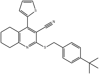 2-[(4-tert-butylbenzyl)sulfanyl]-4-thien-2-yl-5,6,7,8-tetrahydroquinoline-3-carbonitrile Struktur