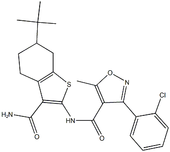 N-[3-(aminocarbonyl)-6-tert-butyl-4,5,6,7-tetrahydro-1-benzothien-2-yl]-3-(2-chlorophenyl)-5-methyl-4-isoxazolecarboxamide|