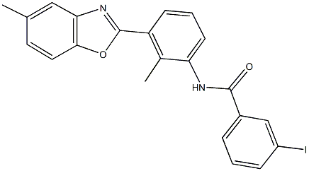 3-iodo-N-[2-methyl-3-(5-methyl-1,3-benzoxazol-2-yl)phenyl]benzamide Struktur