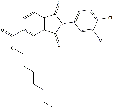 heptyl 2-(3,4-dichlorophenyl)-1,3-dioxo-5-isoindolinecarboxylate 结构式