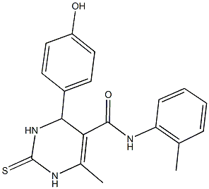 4-(4-hydroxyphenyl)-6-methyl-N-(2-methylphenyl)-2-thioxo-1,2,3,4-tetrahydro-5-pyrimidinecarboxamide,313970-20-6,结构式