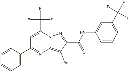 3-bromo-5-phenyl-7-(trifluoromethyl)-N-[3-(trifluoromethyl)phenyl]pyrazolo[1,5-a]pyrimidine-2-carboxamide 结构式