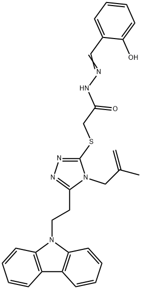2-{[5-[2-(9H-carbazol-9-yl)ethyl]-4-(2-methyl-2-propenyl)-4H-1,2,4-triazol-3-yl]sulfanyl}-N'-(2-hydroxybenzylidene)acetohydrazide Structure