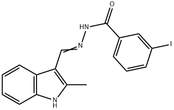 3-iodo-N'-[(2-methyl-1H-indol-3-yl)methylene]benzohydrazide Struktur