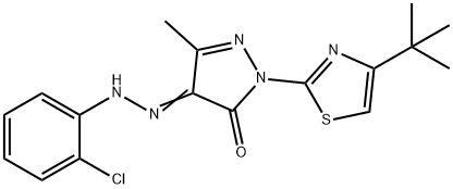 1-(4-tert-butyl-1,3-thiazol-2-yl)-3-methyl-1H-pyrazole-4,5-dione 4-[(2-chlorophenyl)hydrazone] 结构式