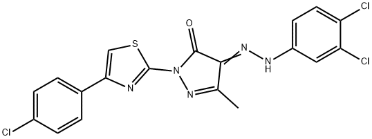1-[4-(4-chlorophenyl)-1,3-thiazol-2-yl]-3-methyl-1H-pyrazole-4,5-dione 4-[(3,4-dichlorophenyl)hydrazone],314760-14-0,结构式