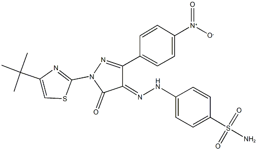 4-[2-(1-(4-tert-butyl-1,3-thiazol-2-yl)-3-{4-nitrophenyl}-5-oxo-1,5-dihydro-4H-pyrazol-4-ylidene)hydrazino]benzenesulfonamide|