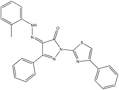 3-phenyl-1-(4-phenyl-1,3-thiazol-2-yl)-1H-pyrazole-4,5-dione 4-[(2-methylphenyl)hydrazone] Structure