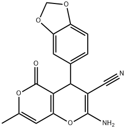 315246-09-4 2-amino-4-(1,3-benzodioxol-5-yl)-7-methyl-5-oxo-4H,5H-pyrano[4,3-b]pyran-3-carbonitrile