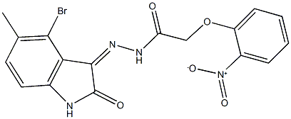 N'-(4-bromo-5-methyl-2-oxo-1,2-dihydro-3H-indol-3-ylidene)-2-{2-nitrophenoxy}acetohydrazide Struktur
