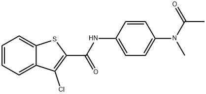 N-{4-[acetyl(methyl)amino]phenyl}-3-chloro-1-benzothiophene-2-carboxamide Struktur