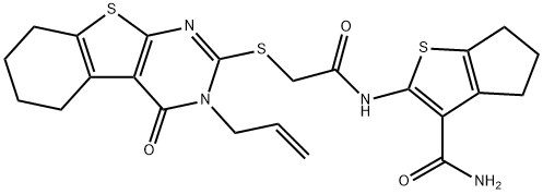 2-({[(3-allyl-4-oxo-3,4,5,6,7,8-hexahydro[1]benzothieno[2,3-d]pyrimidin-2-yl)sulfanyl]acetyl}amino)-5,6-dihydro-4H-cyclopenta[b]thiophene-3-carboxamide Structure