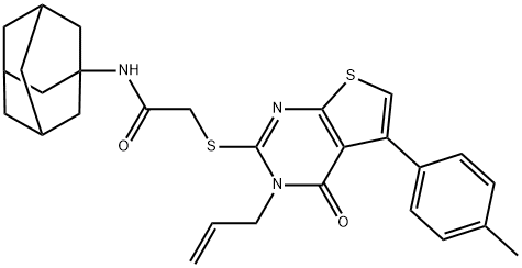 N-(1-adamantyl)-2-{[3-allyl-5-(4-methylphenyl)-4-oxo-3,4-dihydrothieno[2,3-d]pyrimidin-2-yl]sulfanyl}acetamide Struktur