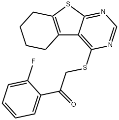 1-(2-fluorophenyl)-2-(5,6,7,8-tetrahydro[1]benzothieno[2,3-d]pyrimidin-4-ylsulfanyl)ethanone 结构式