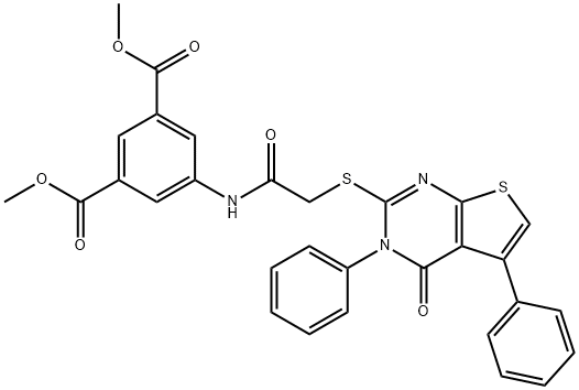 dimethyl 5-({[(4-oxo-3,5-diphenyl-3,4-dihydrothieno[2,3-d]pyrimidin-2-yl)sulfanyl]acetyl}amino)isophthalate,315710-99-7,结构式
