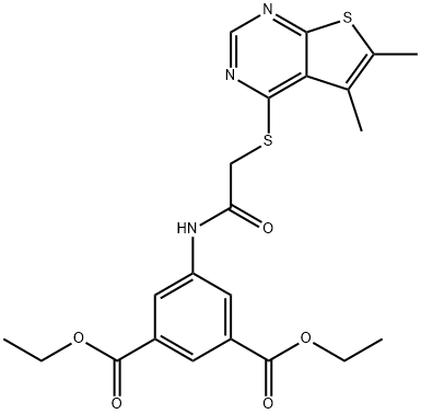 diethyl 5-({[(5,6-dimethylthieno[2,3-d]pyrimidin-4-yl)sulfanyl]acetyl}amino)isophthalate Structure