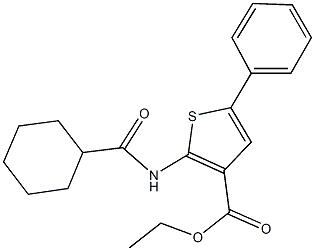 ethyl 2-[(cyclohexylcarbonyl)amino]-5-phenyl-3-thiophenecarboxylate Struktur