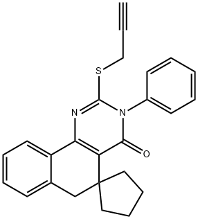 3-phenyl-2-(2-propynylsulfanyl)-5,6-dihydrospiro[benzo[h]quinazoline-5,1'-cyclopentane]-4(3H)-one Struktur