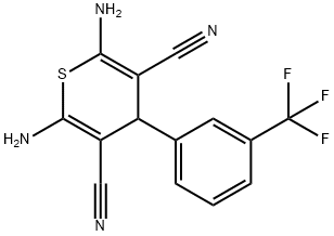 2,6-diamino-4-[3-(trifluoromethyl)phenyl]-4H-thiopyran-3,5-dicarbonitrile Struktur