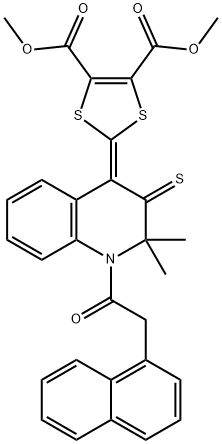 dimethyl 2-(2,2-dimethyl-1-(1-naphthylacetyl)-3-thioxo-2,3-dihydro-4(1H)-quinolinylidene)-1,3-dithiole-4,5-dicarboxylate Struktur